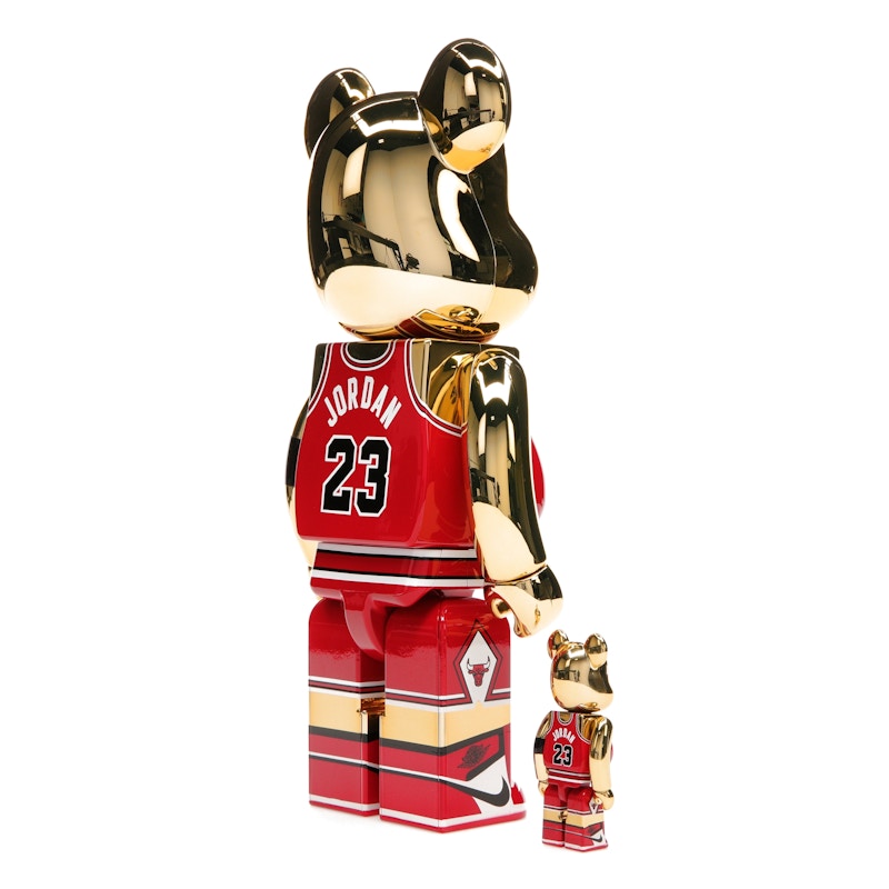 Bearbrick Michael Jordan 1985 Rookie Jersey 100% & 400% Set Gold Chrome