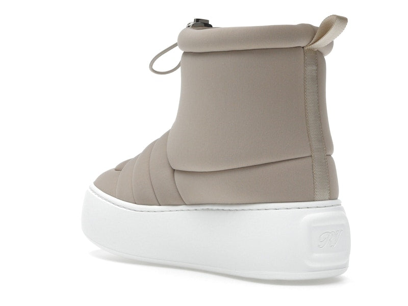 Roger Vivier Viv' Winter Puffy Ankle Boots Beige Crystal Buckle (Women's)