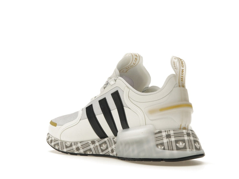 adidas NMD R1 V3 White Black Gold Tartan Trefoil