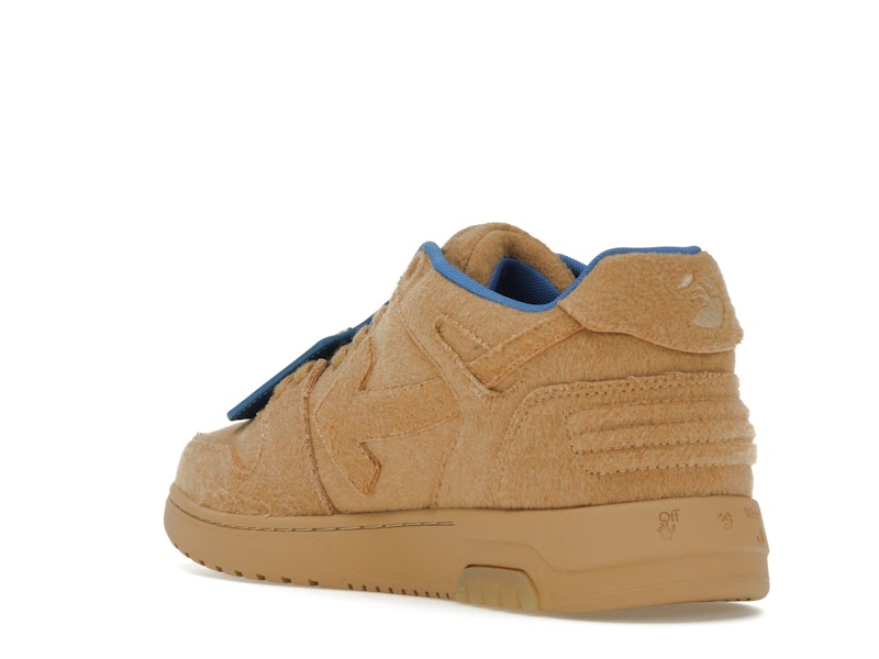 OFF-WHITE Out Of Office OOO Low Tops Camel Blue Wool