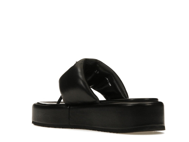 Prada Soft Padded 35mm Thong Wedge Sandals Black Nappa Leather