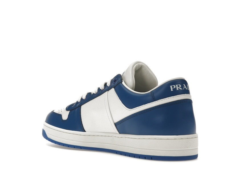 Prada Downtown Low Top Sneakers Leather White Cobalt Blue
