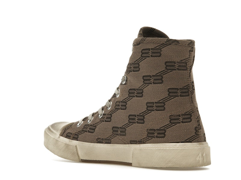 Balenciaga Paris High Top BB Monogram Dark Beige Brown