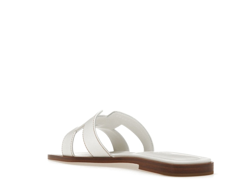Hermes Oran Sandal Blanc Box Calfskin Leather