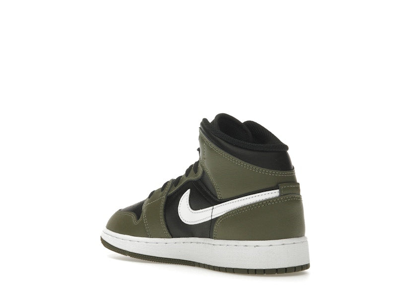 Jordan 1 Mid Black White Olive (GS)