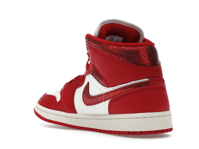 Jordan 1 Mid SE Red Cracked Leather (Women's)