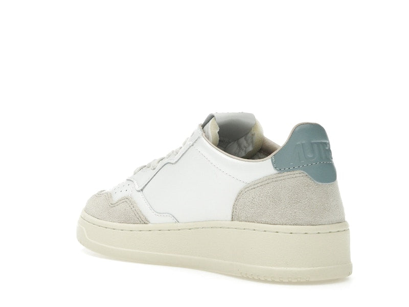 Autry Medalist Leather Low White Silver Blue Beige (Women's)