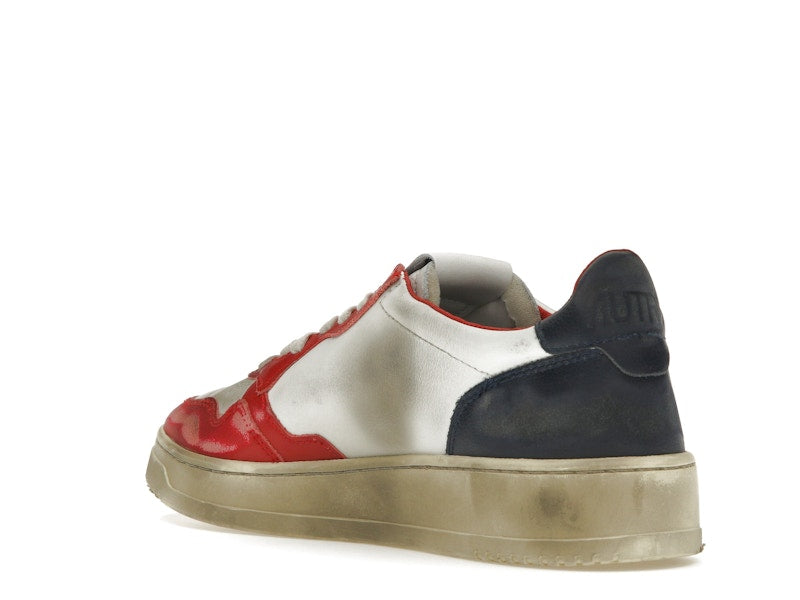 Autry Medalist Leather Low Super Vintage White Blue Red