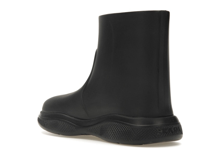 Prada Pull-On Rain Booties Black Rubber