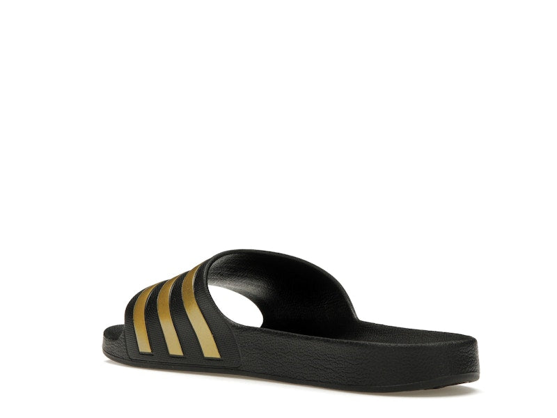 adidas Adilette Aqua Slides Core Black Gold Metallic