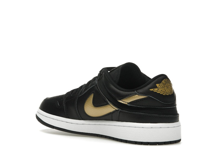 Jordan 1 Low FlyEase Black White Metallic Gold