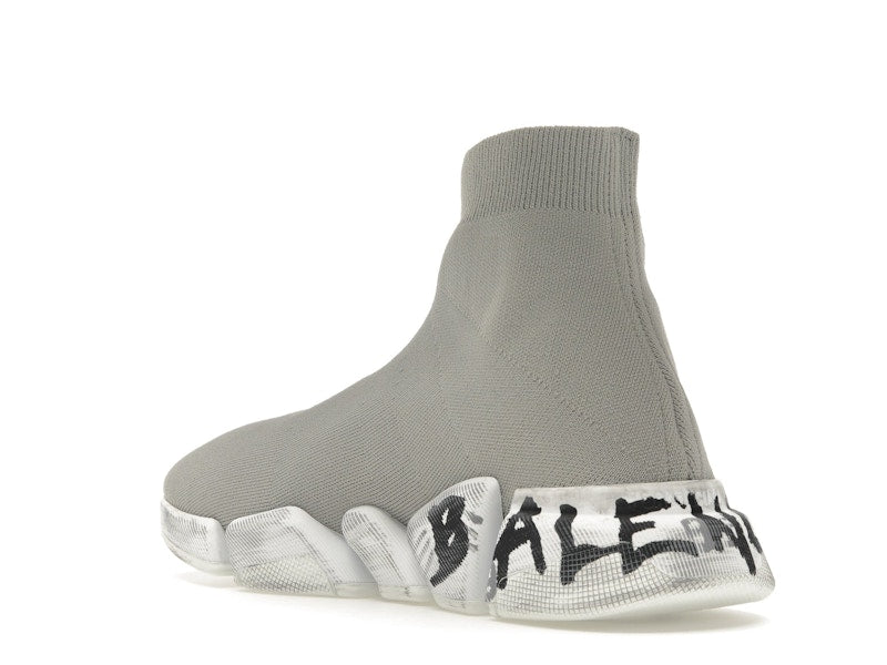 Balenciaga Speed 2.0 Graffiti Recycled Knit Grey White
