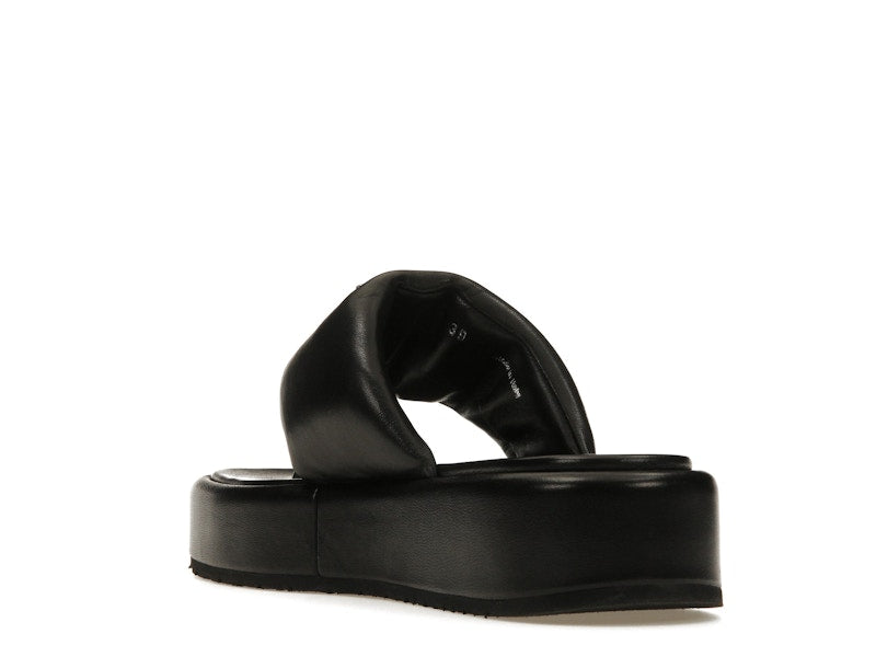 Prada Soft Padded 35mm Thong Wedge Sandals Black Nappa Leather