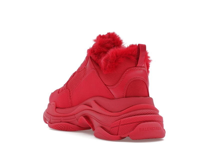 Balenciaga Triple S Faux Fur Burgundy