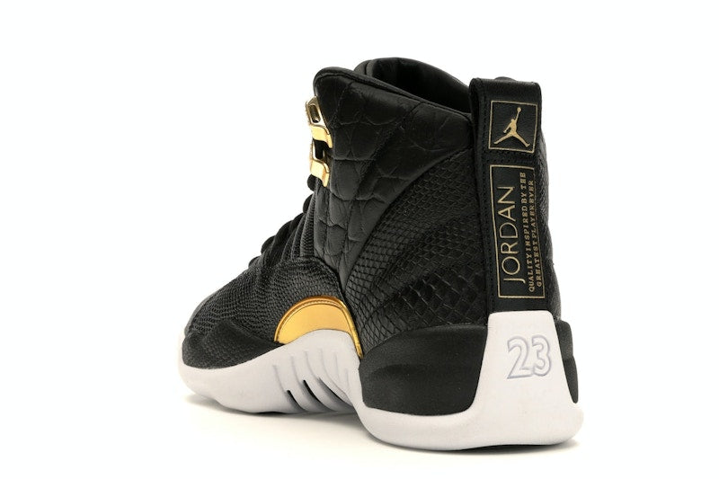 Jordan 12 Retro Black Metallic Gold White (Women's)