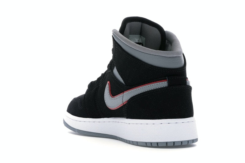 Jordan 1 Mid Black Particle Grey Gym Red (GS)