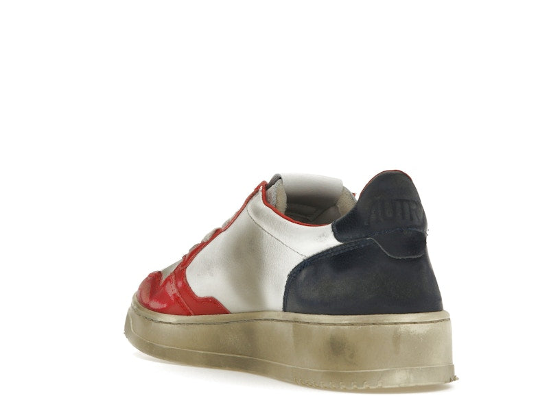 Autry Medalist Leather Low Super Vintage White Blue Red