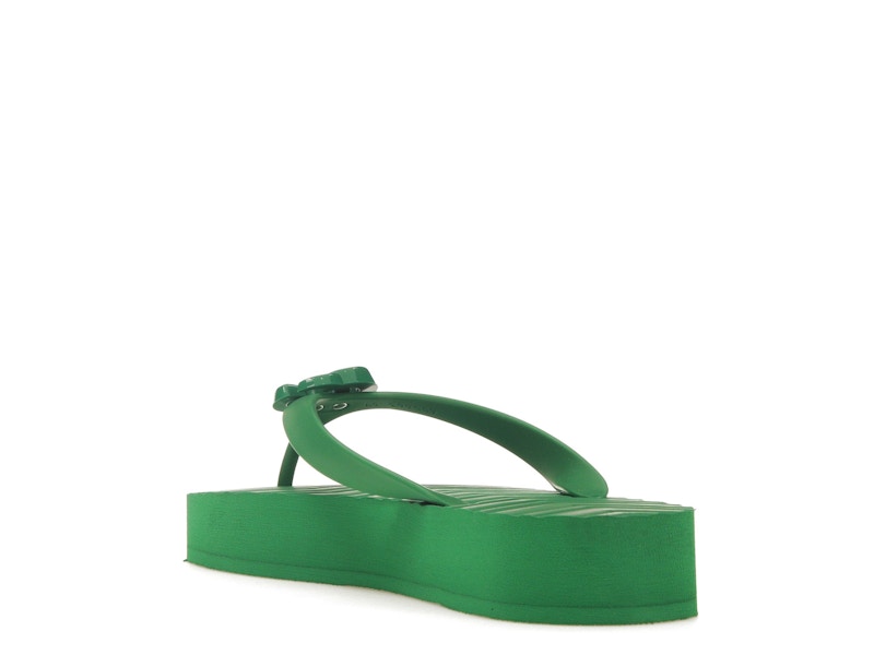 Gucci Chevron Thong Sandal Green Rubber