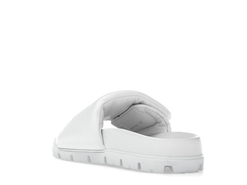 Prada Soft Padded 20mm Slide Sandal White Nappa Leather