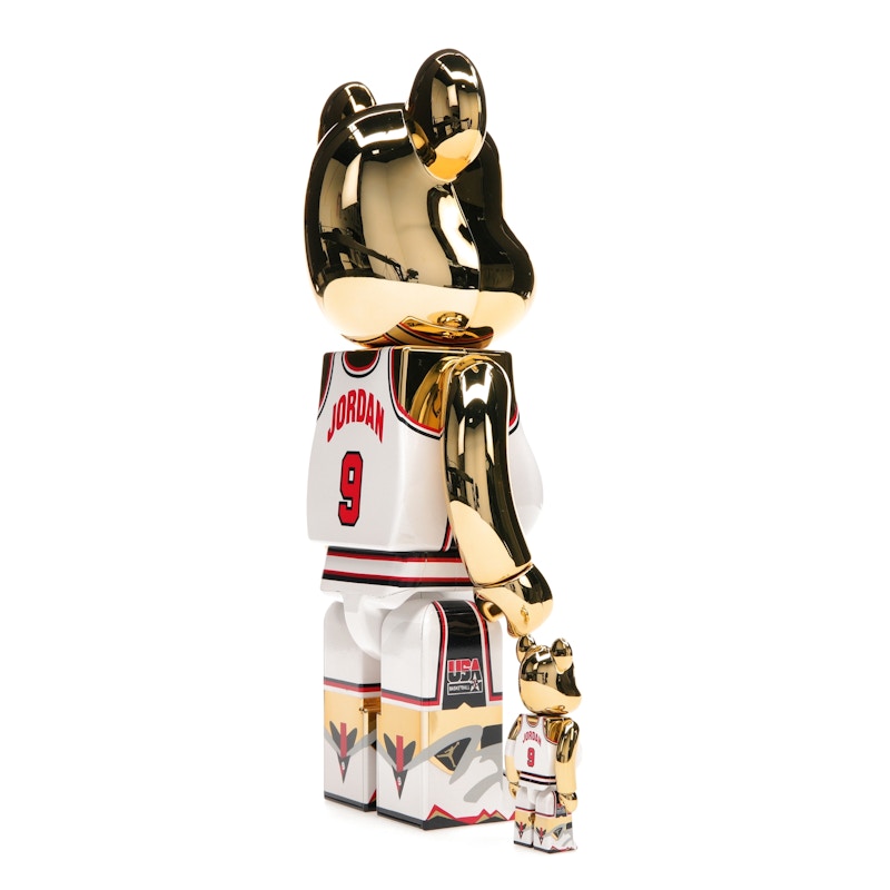 Bearbrick Michael Jordan 1992 Team USA (Dream Team) 100% & 400% Set Gold Chrome