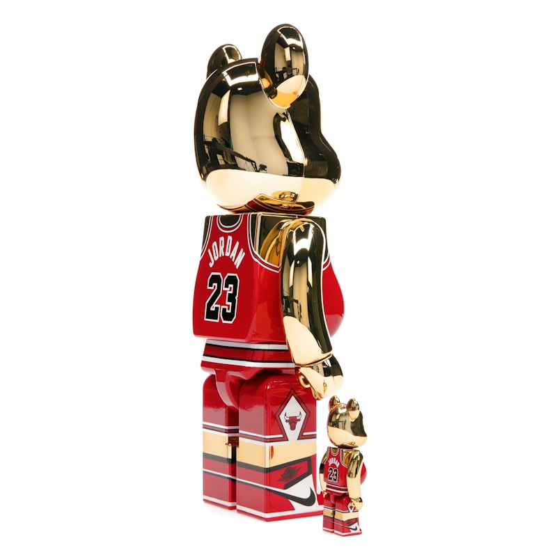 Bearbrick Michael Jordan 1985 Rookie Jersey 100% & 400% Set Gold Chrome