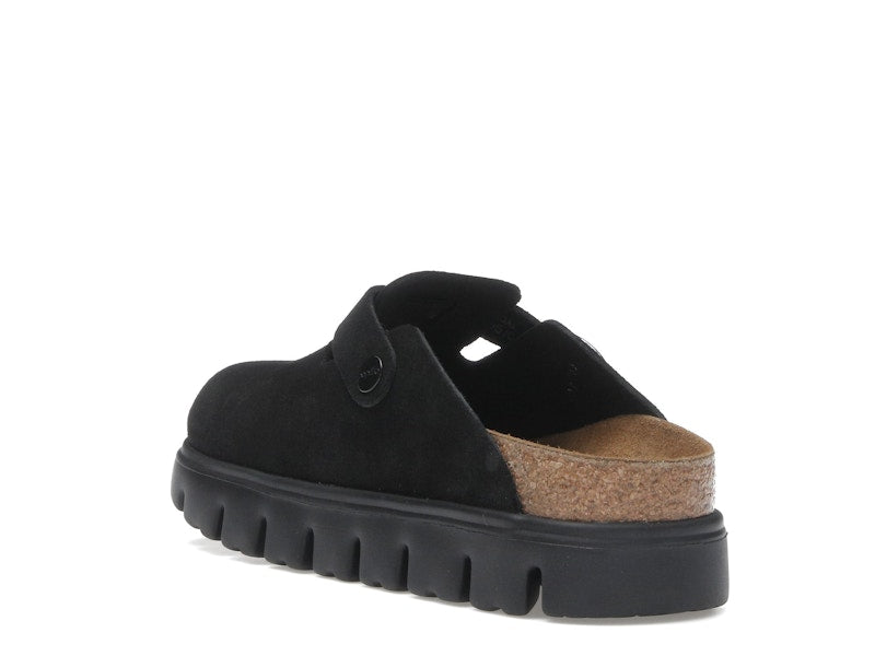 Birkenstock Boston Chunky Suede Black Black Sole (Narrow) (Women's)