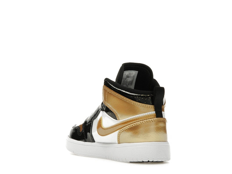 Sky Jordan 1 Mid Black Metallic Gold White (PS)