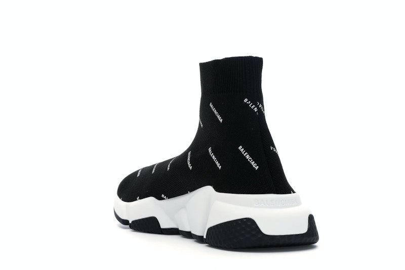 Balenciaga Speed Trainer Logo Print Black White (Women's)