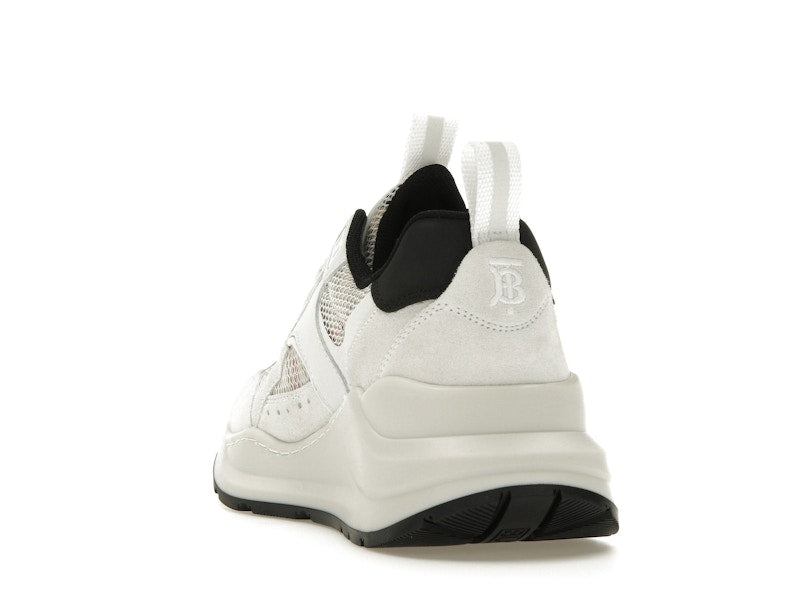 Burberry Logo Print Leather, Suede and Check Mesh Sneakers Archive Beige White (Women's)