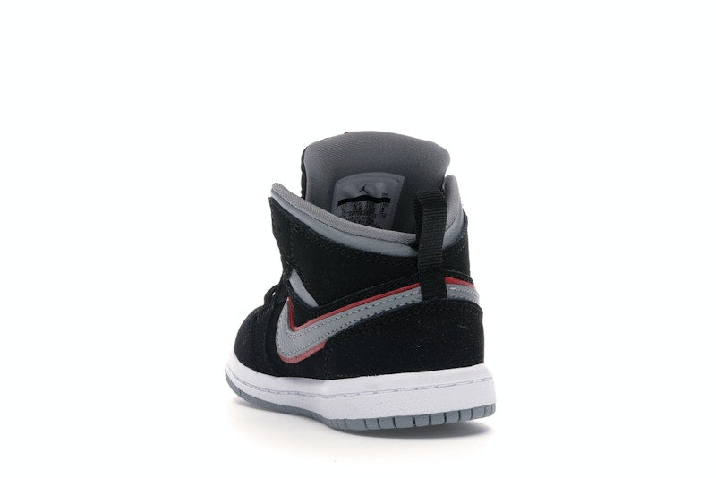 Jordan 1 Mid Black Particle Grey Gym Red (TD)