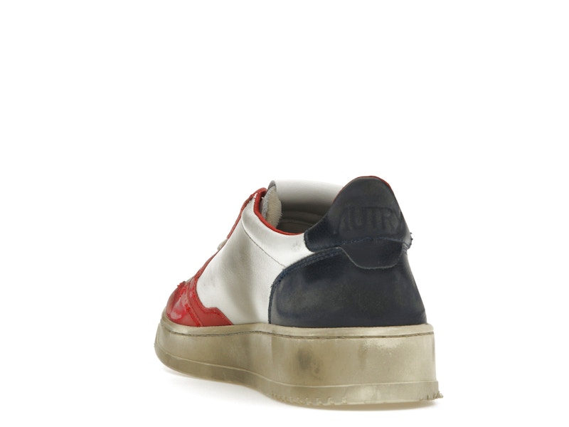 Autry Medalist Leather Low Super Vintage White Blue Red