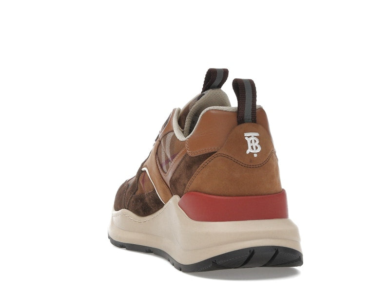 Burberry Check and Suede Sneakers Dark Birch Brown