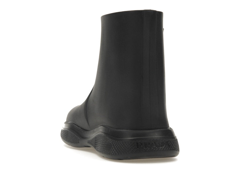 Prada Pull-On Rain Booties Black Rubber
