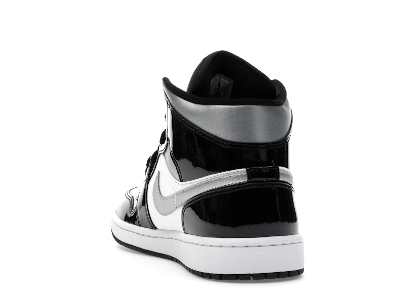 Jordan 1 Mid SE Patent Black White Metallic Silver Metallic Gold