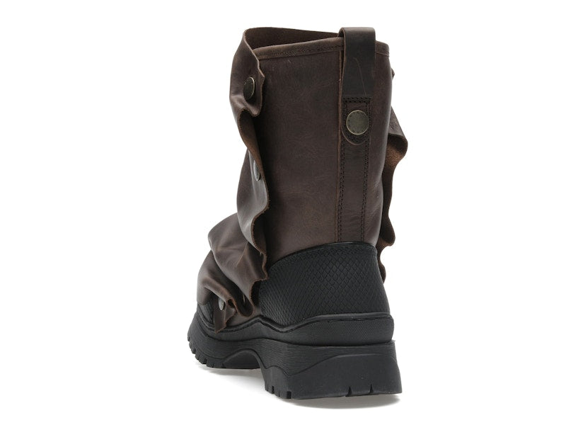 H&M x Glenn Martens Gaiter-Detail Leather Boots Dark Brown