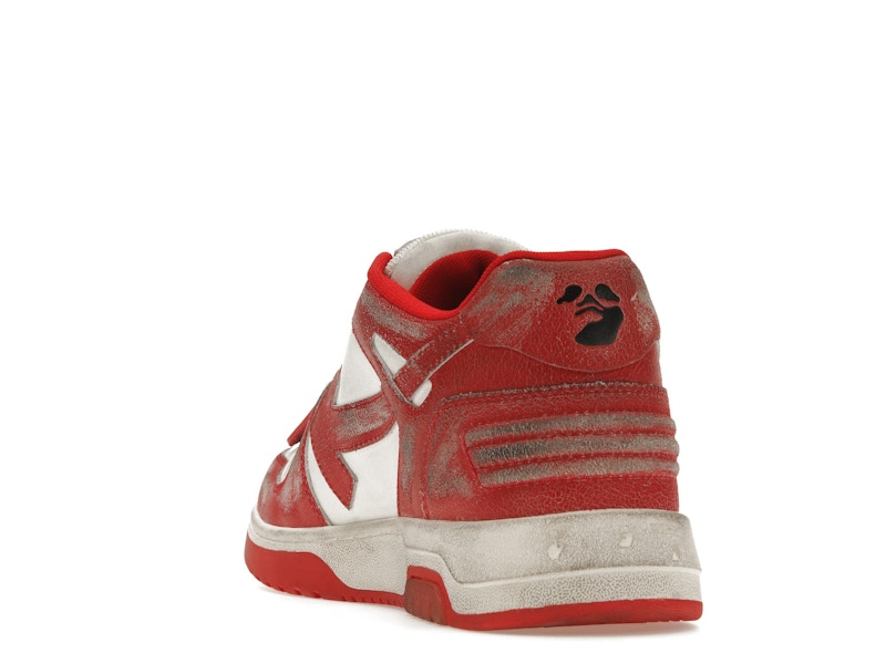 OFF-WHITE Out Of Office OOO Low Tops Red White Vintage Distressed Leather