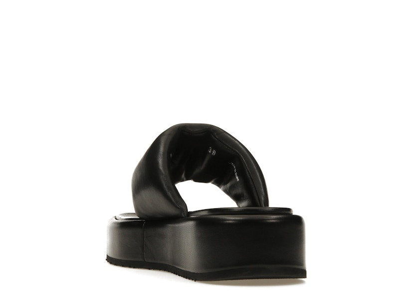 Prada Soft Padded 35mm Thong Wedge Sandals Black Nappa Leather