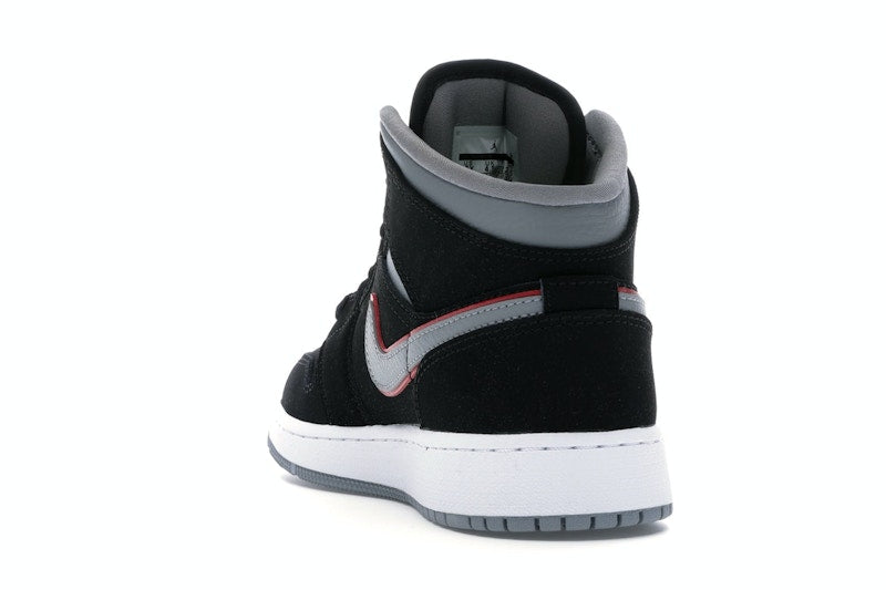 Jordan 1 Mid Black Particle Grey Gym Red (GS)