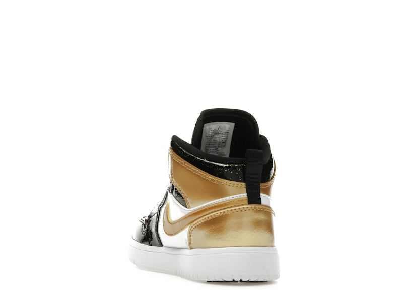 Sky Jordan 1 Mid Black Metallic Gold White (PS)