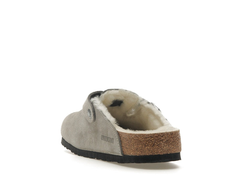 Birkenstock Boston Shearling Suede Stone Coin