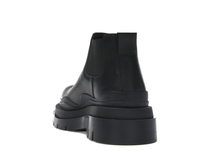 Bottega Veneta Leather Tire Chunky Sole Ankle Chelsea Boot Black