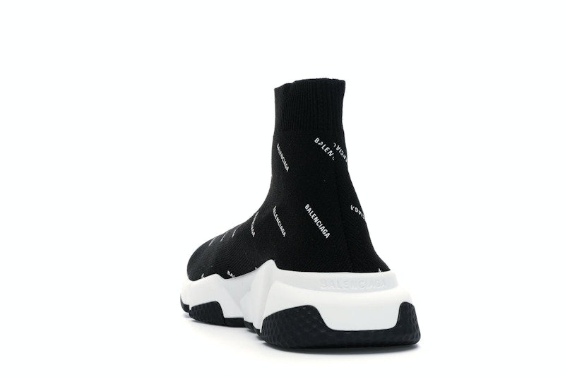 Balenciaga Speed Trainer Logo Print Black White (Women's)