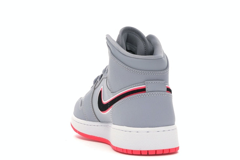 Jordan 1 Mid Wolf Grey Racer Pink Black (GS)