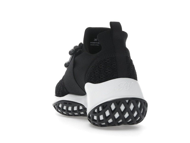Roger Vivier Viv' Run Fabric Black White Crystal Buckle (Women's)