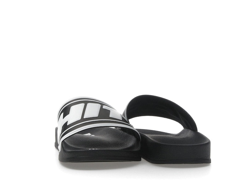 OFF-WHITE Embossed Logo Pool Slides Black White (Women's)