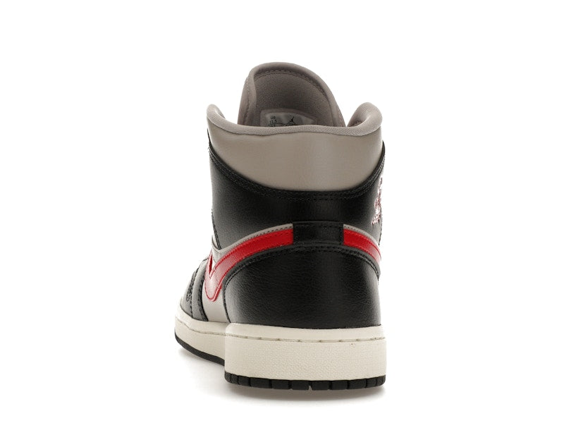 Jordan 1 Mid Black College Grey Gym Red (Women's)
