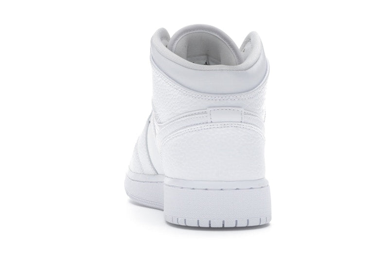 Jordan 1 Mid Triple White Tumbled Leather (GS)