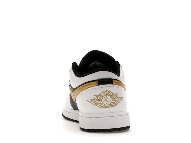 Jordan 1 Low White Black Metallic Gold Swoosh