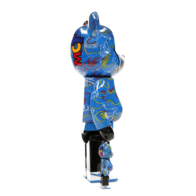 Bearbrick x BAPE Line Camo Shark 100% & 400% Set Blue/Black