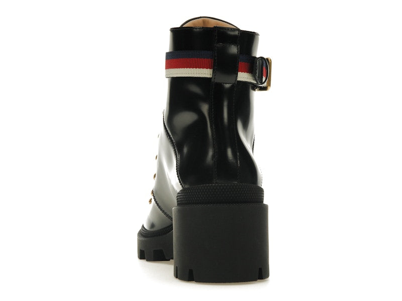 Gucci Sylvie Web 55mm Ankle Boot Black Leather